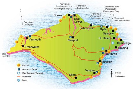 Isle of Wight Ferry Route kaart