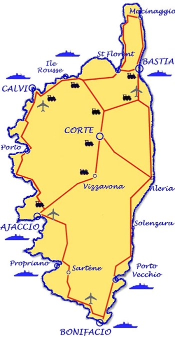 Kaart van Corsica