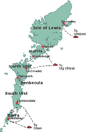 Hebriden eilanden veerboot Route kaart