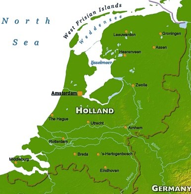 Kaart van Holland Ferry Routes