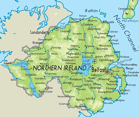 Kaart van Noord-Ierland