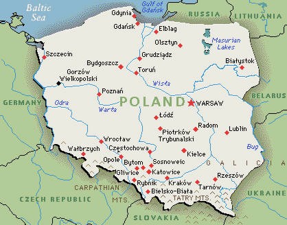 Kaart van Polen Ferry Routes