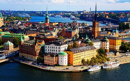 De haven van de veerboot van Stockholm, Zweden