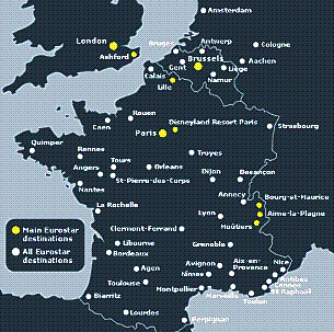 Eurostar Route kaart