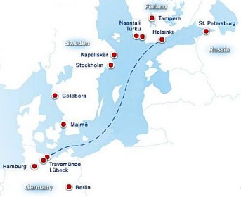 Finnlines Route kaart