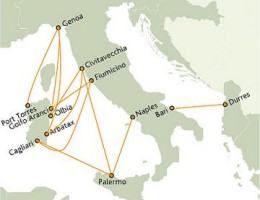 Tirrenia Route kaart