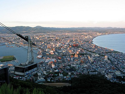 Arial uitzicht op Hakodate Ferry haven